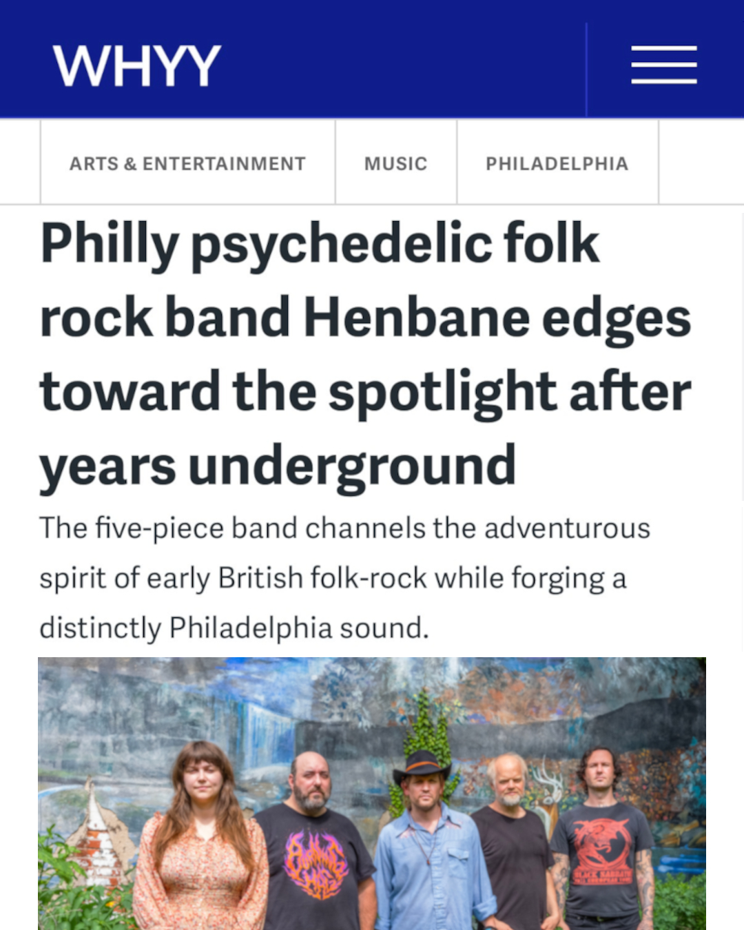 WHYY article: Henbane philly psychedelic folk rock